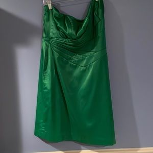 Green satin dress